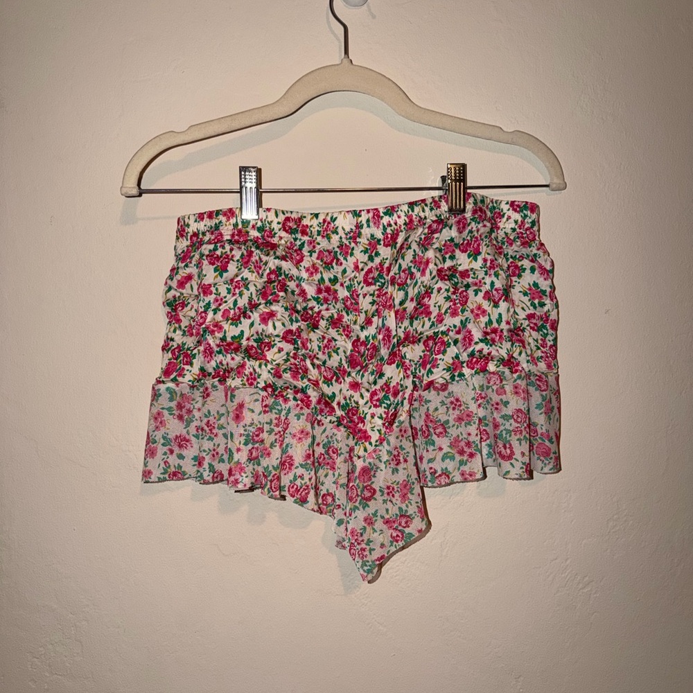 Intimissimi Pink and Floral silky ruffle shorts large pajamas sleep mini - Picture 6 of 6